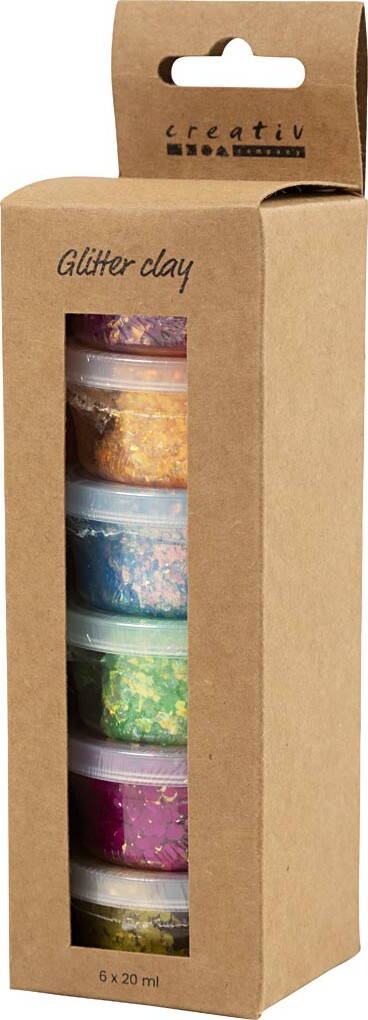 Glitter Clay - Assorterede Farver - 6X20 Ml