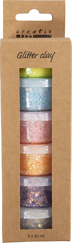 Glitter Clay - Pastelfarver - 6X20 Ml