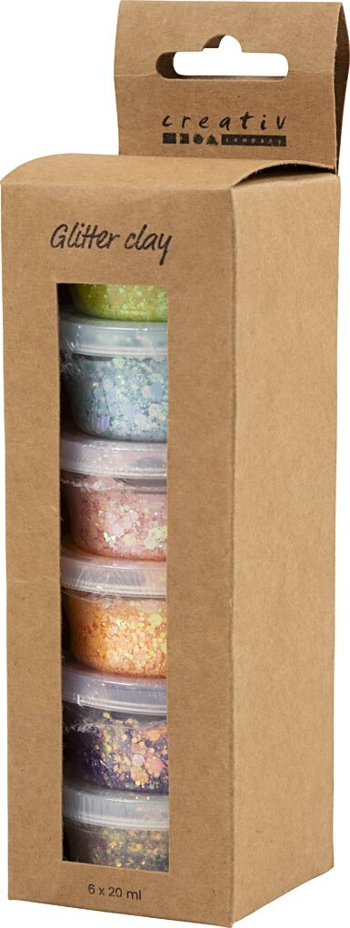 Glitter Clay - Pastelfarver - 6X20 Ml