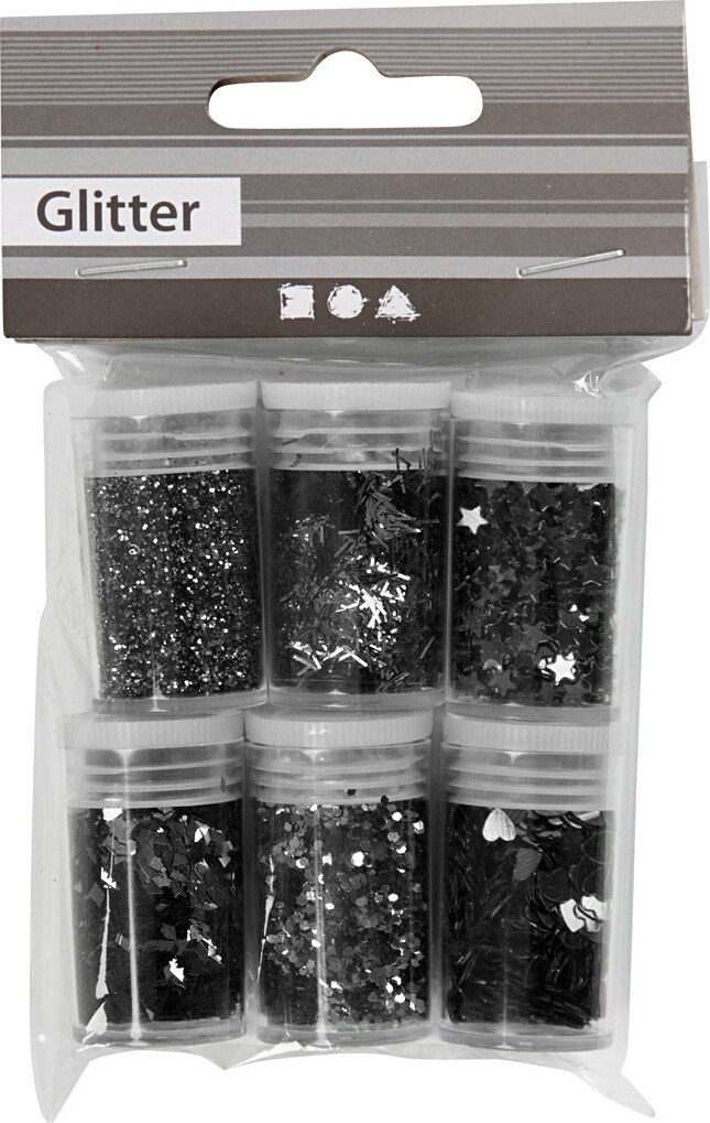 Glitter Drys Og Pailletter - Sort - 6X5 G