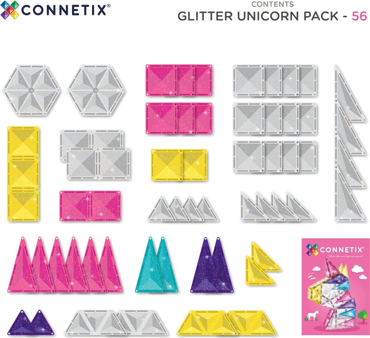 Glitter Unicorn Pack - Magnetsæt - 56 Dele