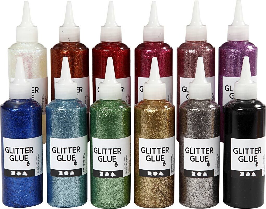 Glitterlim I Forskellige Farver - 12X118 Ml