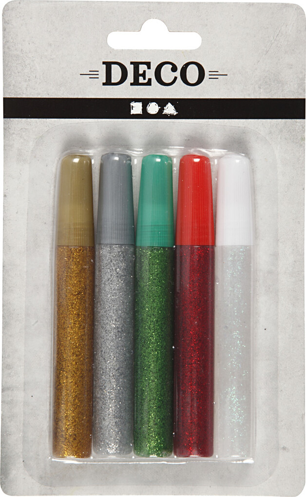 Glitterlim Sæt - 5 Farver - 5X10 Ml