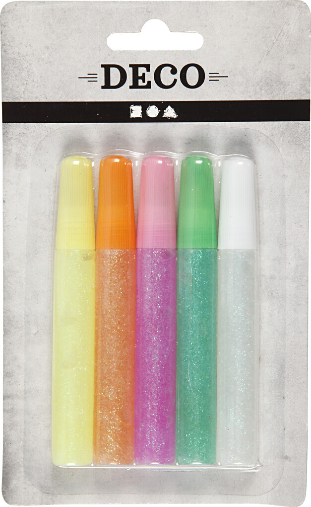 Glitterlim Sæt - Pastelfarver - 5X10 Ml