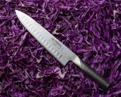 Global - G-77 Kokkekniv Med Spids Grantonskær - 20 Cm