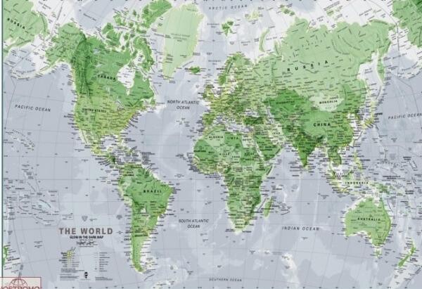Glow In The Dark World Map