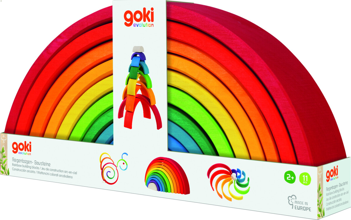 Byggeklodser I Træ - Regnbue - 11 Stk - Goki