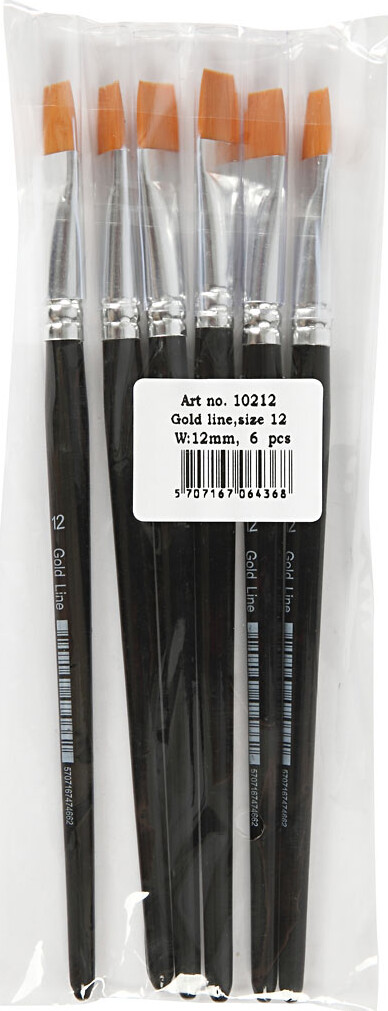Gold Line Pensler - Nr 11 - L 19 Cm - B 9 Mm - Flad - 6 Stk