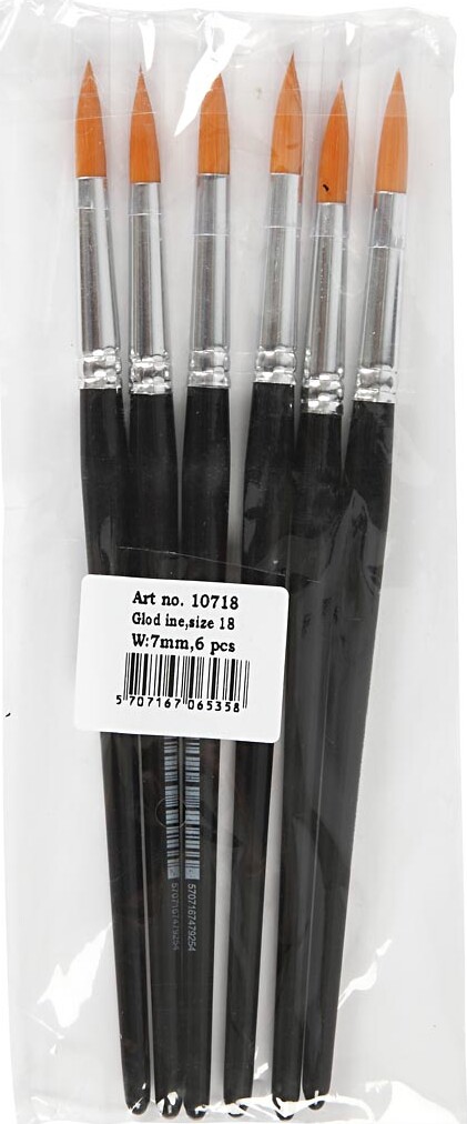 Gold Line Pensler - Nr 18 - L 20 Cm - B 7 Mm - Rund - 6 Stk