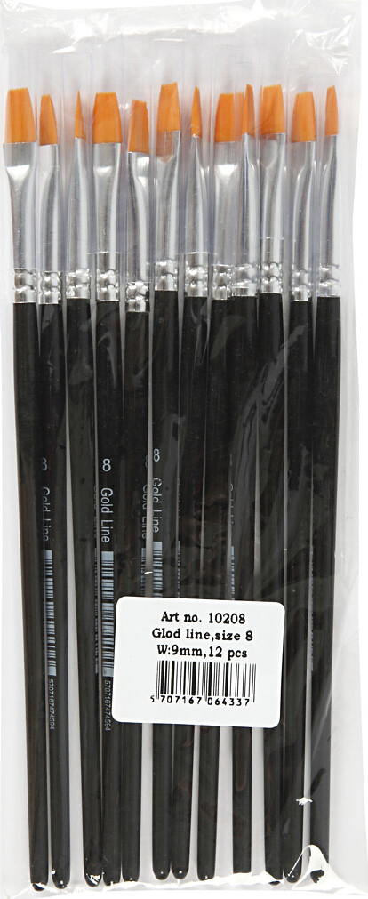 Gold Line Pensler - Nr 8 - L 18 5 Cm - Flad - 12 Stk