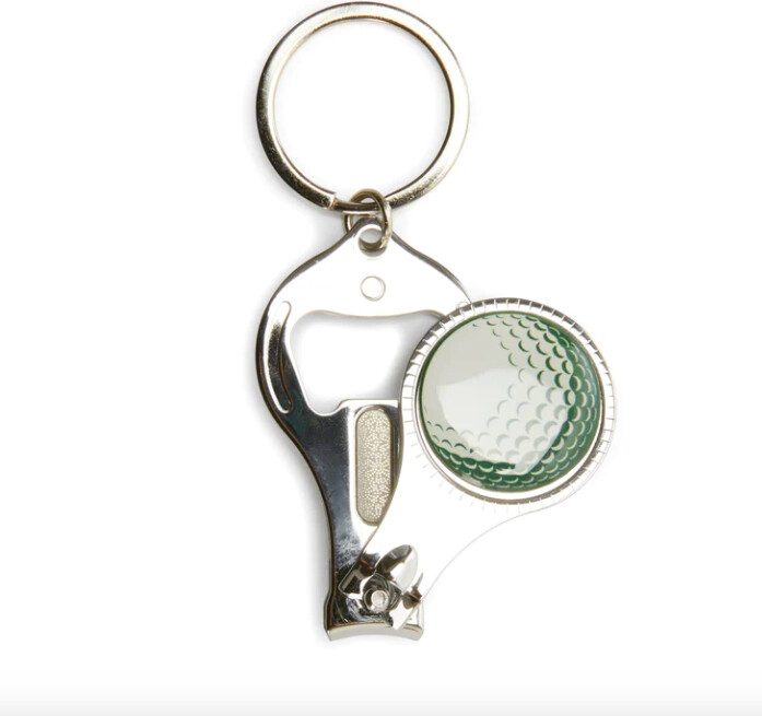 Flaskeåbner Nøglering Med Negleklipper Og Golfbold Markør
