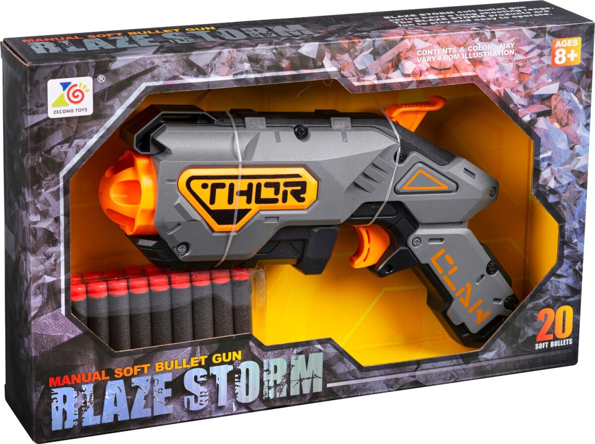 Blaze Storm - Manuel Soft Bullet Gun - Inkl 20 Skumpile