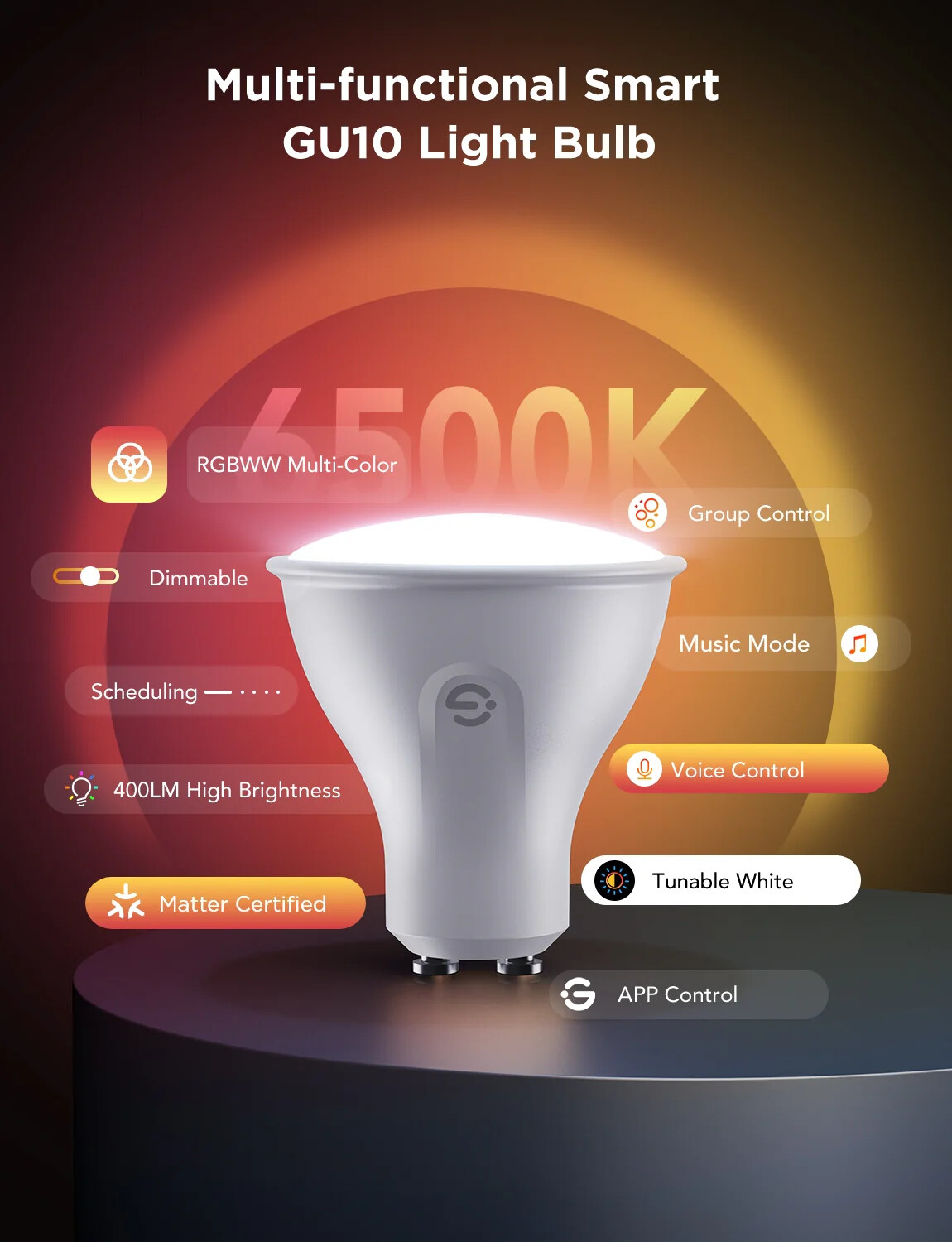 Govee - Gu10 Wifi Ble Rgbww Pære 400Lm 2-Pak - Forbedr Din