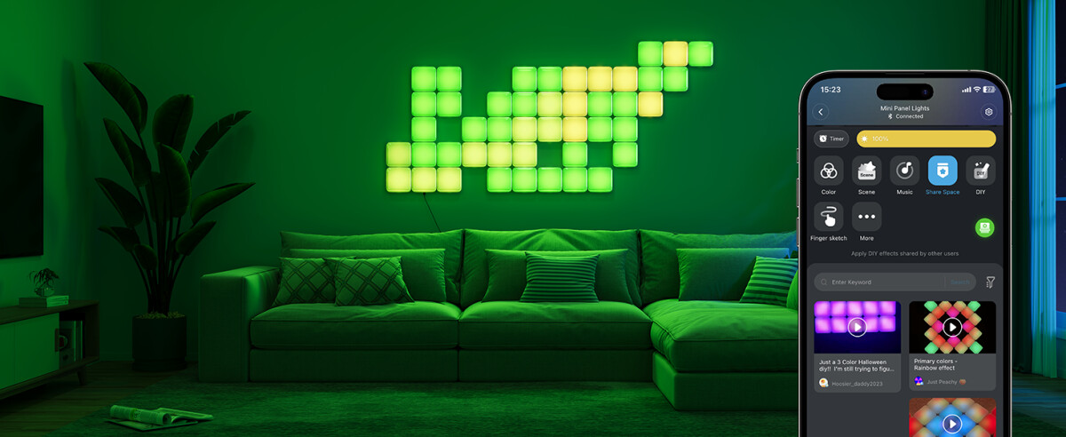Govee - Smart Mini Panel Lights Extension 6-Pack - Udvid Dit Smarte