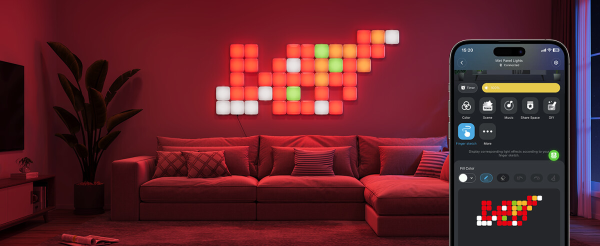 Govee - Smart Mini Panel Lights Extension 6-Pack - Udvid Dit Smarte