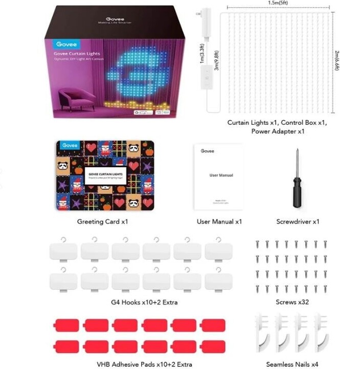Govee - Wifi- Og Bluetooth-Gardinlys
