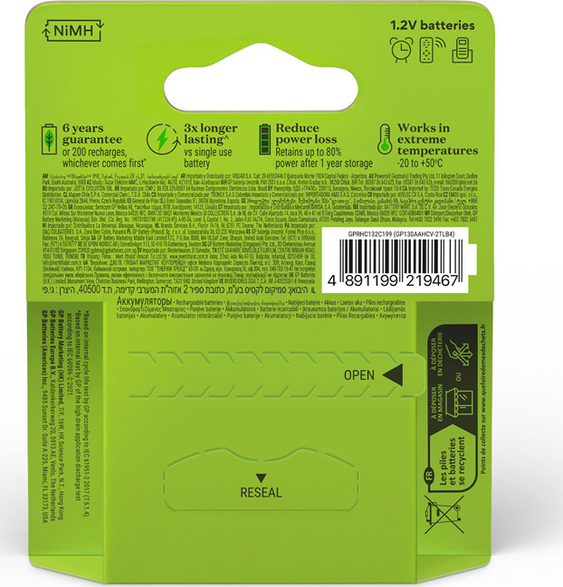 Gp - Recharge Genopladelige Batterier - Aa 1300 Mah - 4 Stk