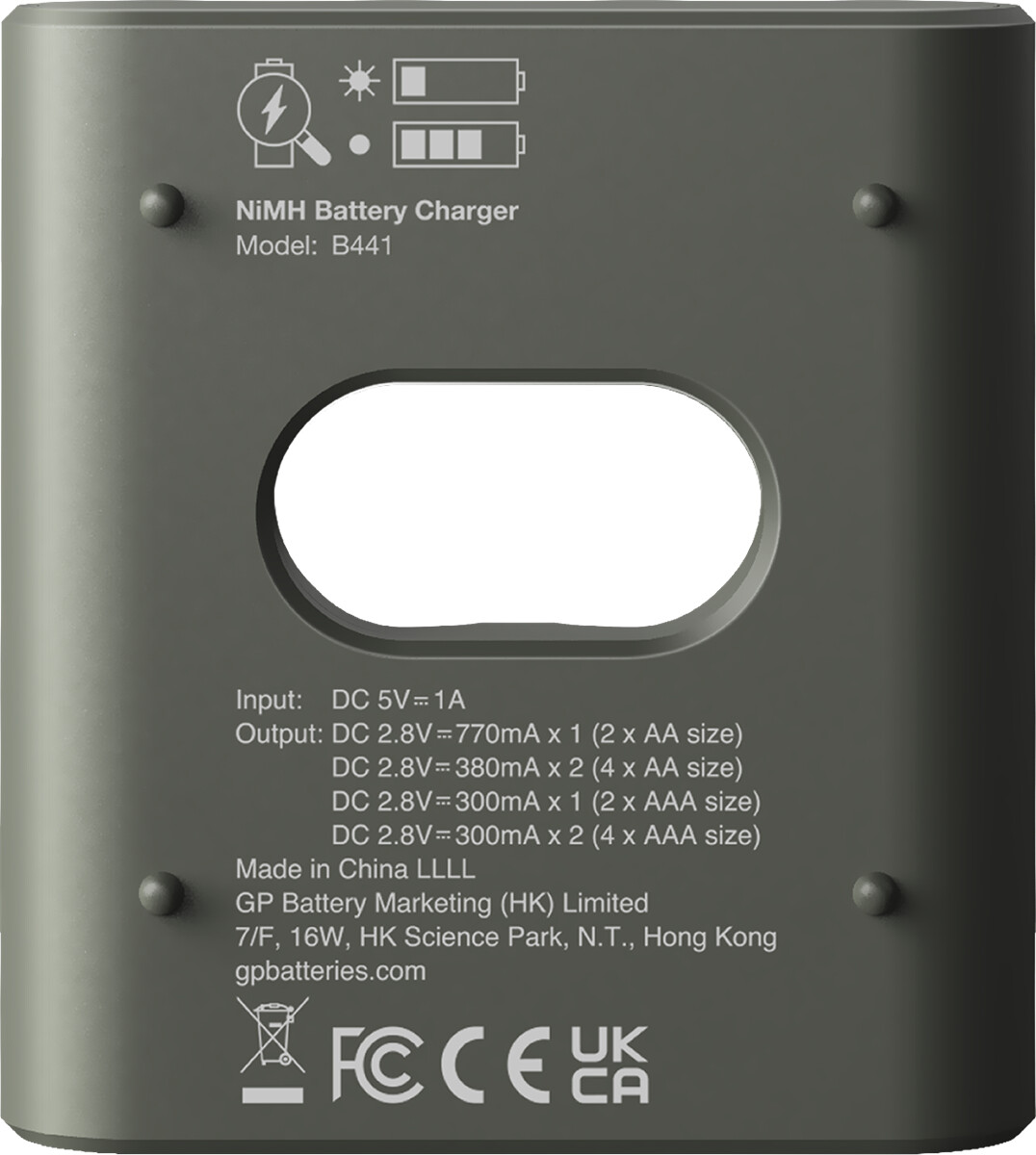 Gp - Recyko Batteri Oplader B441 Usb 4Xaa 2100 Mah Batterier