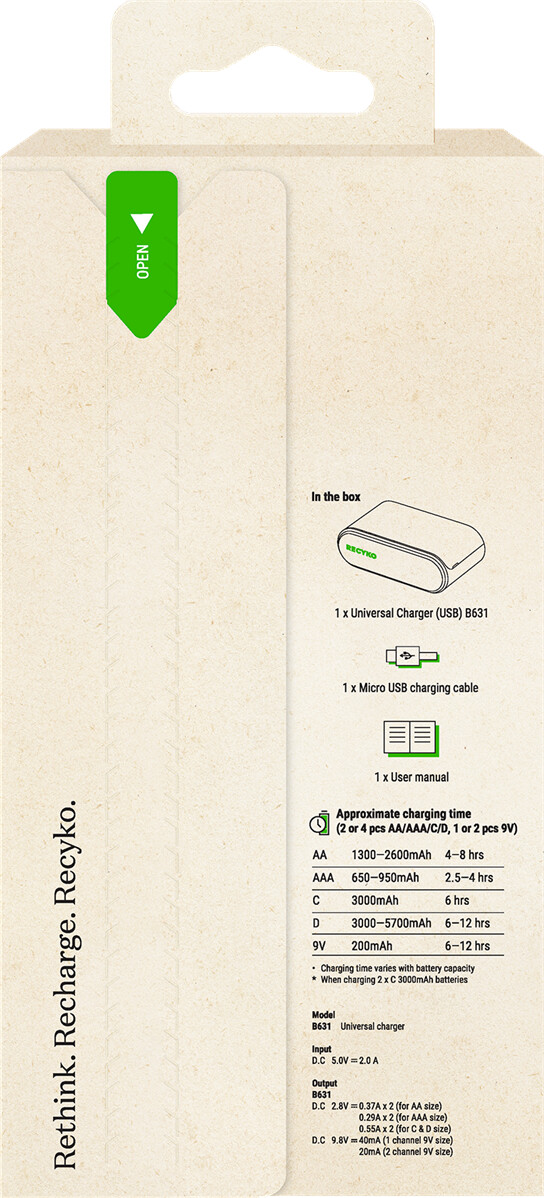 Gp - Recyko Universal Batteri Lader - Usb - B631