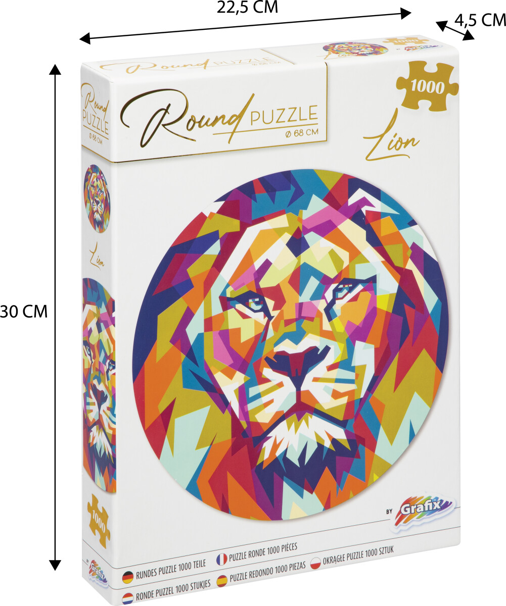 Grafix - Rundt Puslespil - 1000 Brikker - Løve