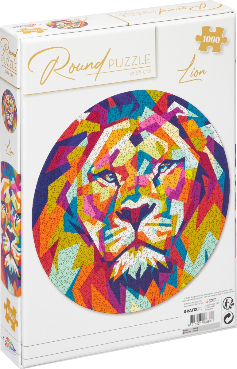 Grafix - Rundt Puslespil - 1000 Brikker - Løve