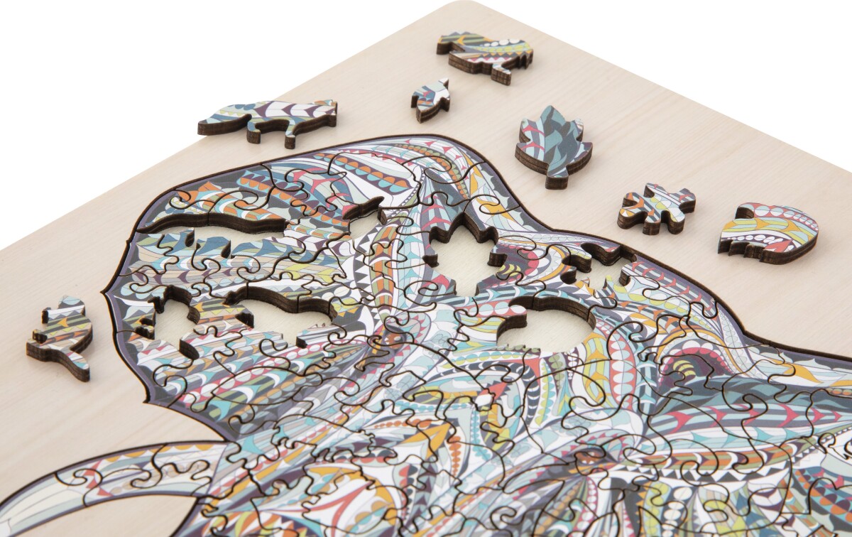 Elefant Puslespil I Træ - 137 Brikker - Grafix