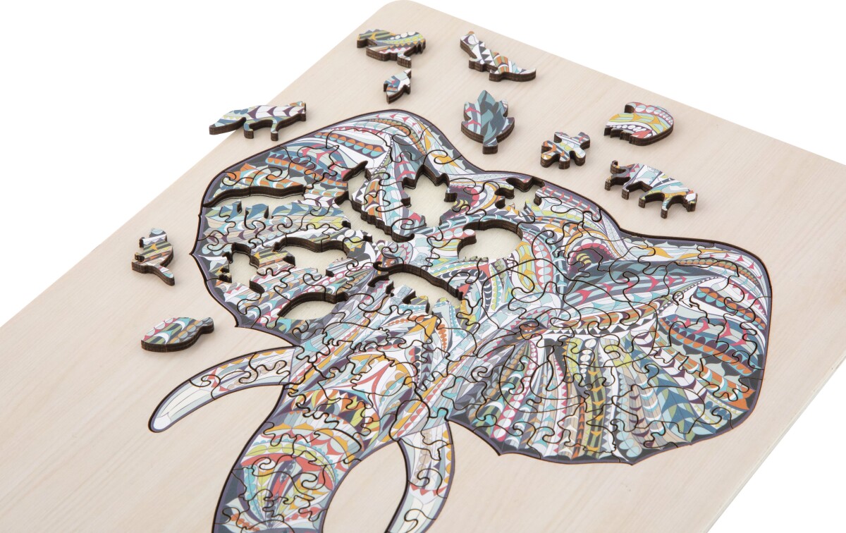 Elefant Puslespil I Træ - 137 Brikker - Grafix