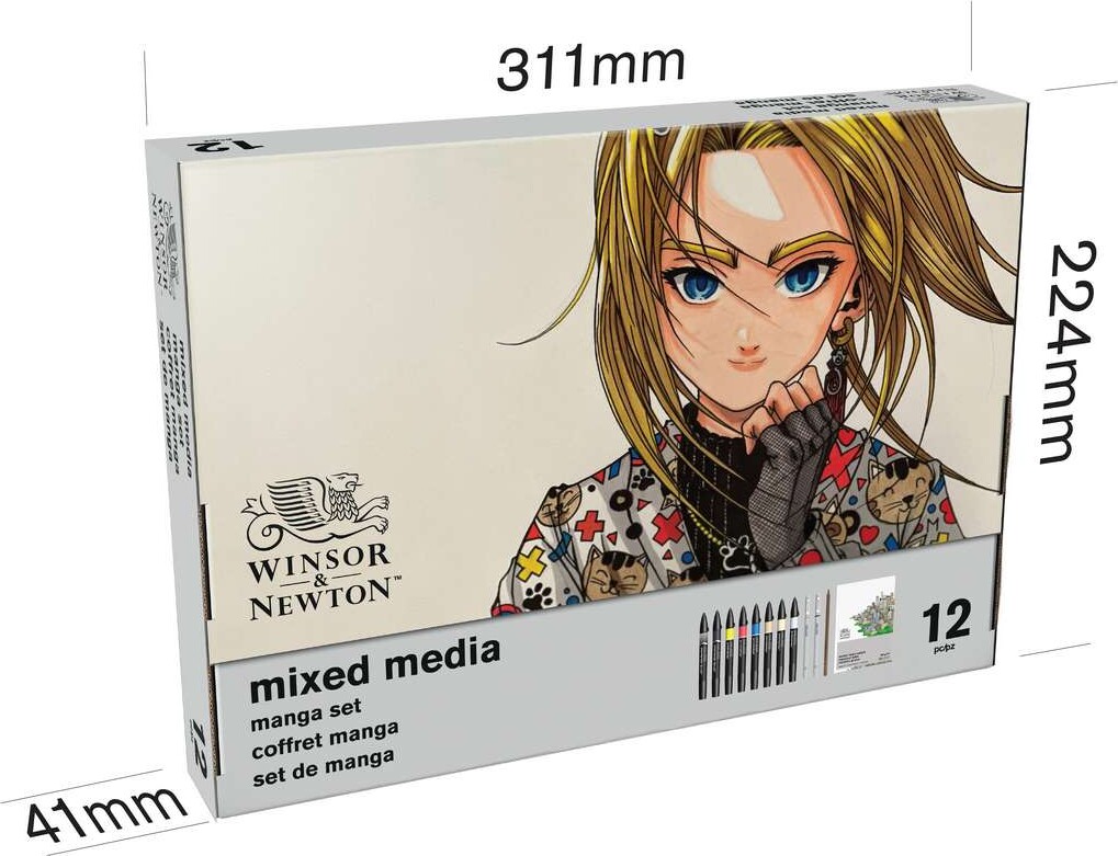 Winsor Newton - Mixed Media Manga Malesæt - 12 Dele