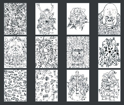 Marabu - Graphix - Mal Selv Postkort - Poodledoodle - 12 Stk