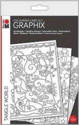 Marabu - Graphix - Mal Selv Postkort - Tangle World - 12 Stk