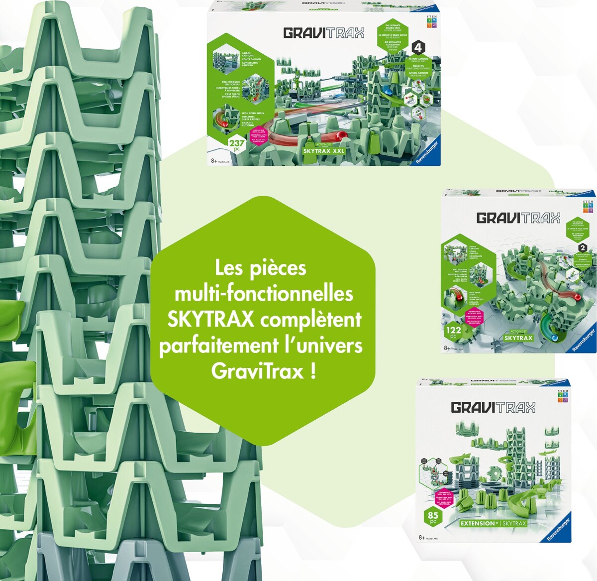 Gravitrax 25959 - Skytrax Action-Set Kuglebane - 122 Dele