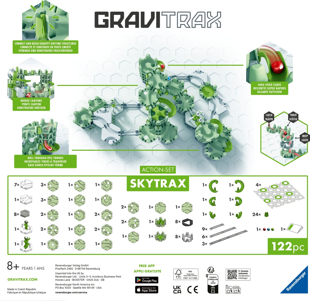 Gravitrax 25959 - Skytrax Action-Set Kuglebane - 122 Dele