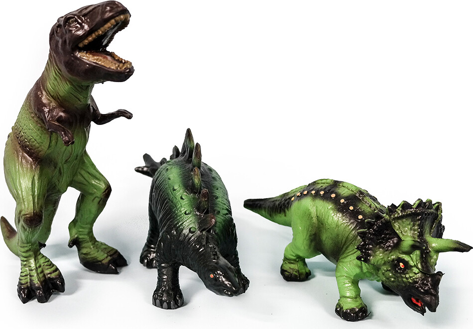 Green Rubber Toys - Dinosaur Figur Sæt - 3 Stk
