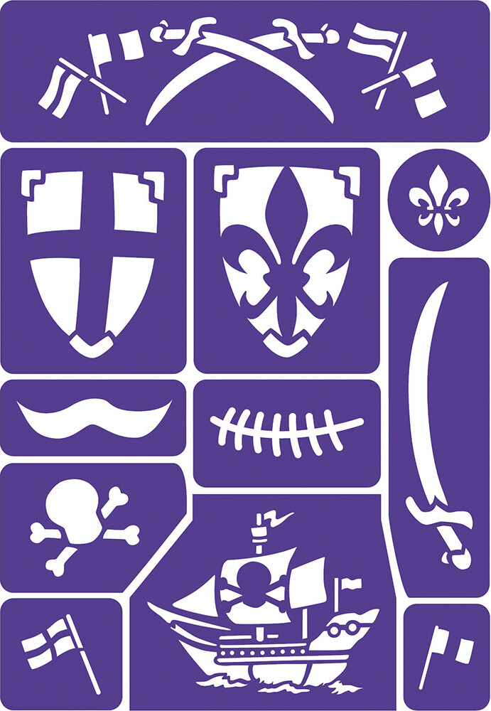 Grim Tout - Ridder Og Pirat - Stencil Til Ansigtsmaling