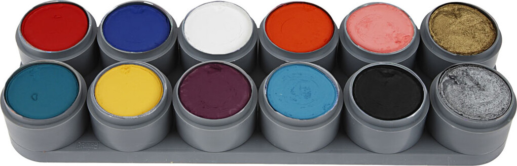 Grimas Ansigtsmaling - Sminke Palette Med 12 Farver - 12X15 Ml