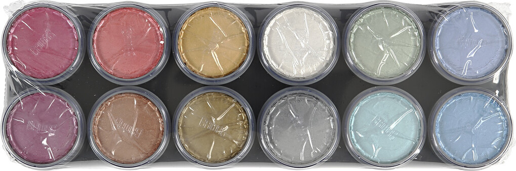 Grimas Ansigtsmaling - Palette Med Perlemorsfarver - 12X15 Ml