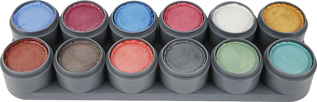 Grimas Ansigtsmaling - Palette Med Perlemorsfarver - 12X15 Ml