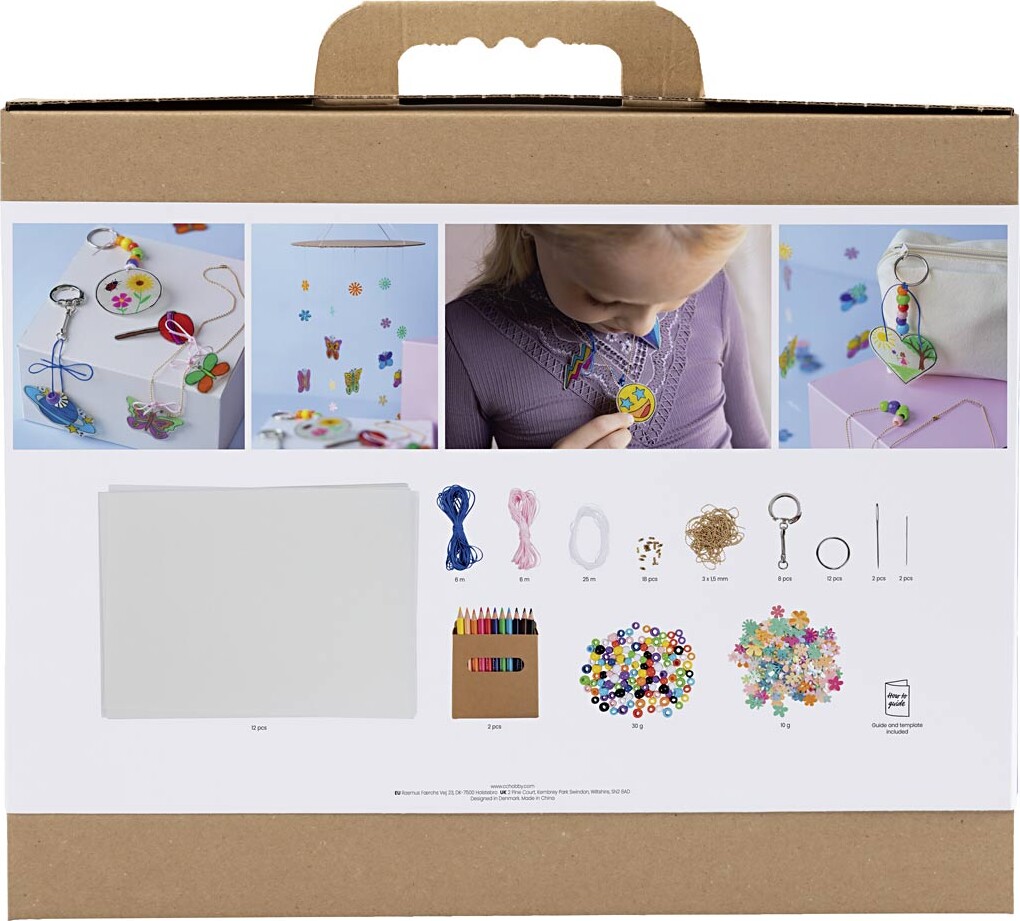 Gruppe Diy Kit Krympeplast - Uro - Halskæde - Armbånd - Nøgleringe -