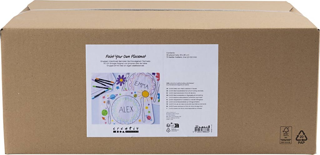 Gruppe Diy Kit Mal Din Egen Dækkeserviet - Str 30X45 Cm - Tykkelse 2 3 3 6