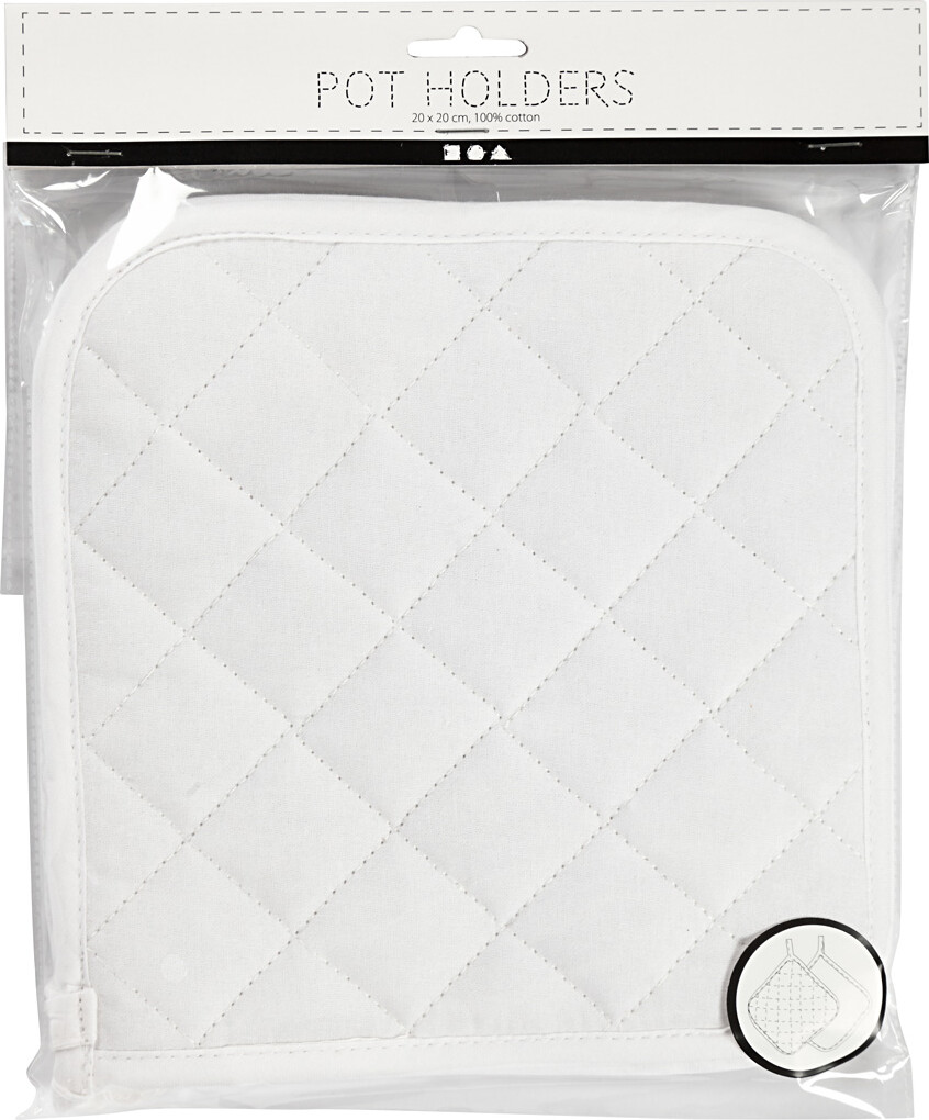 Grydelapper - Str 20X20 Cm - 145 G - Hvid - 1 Par