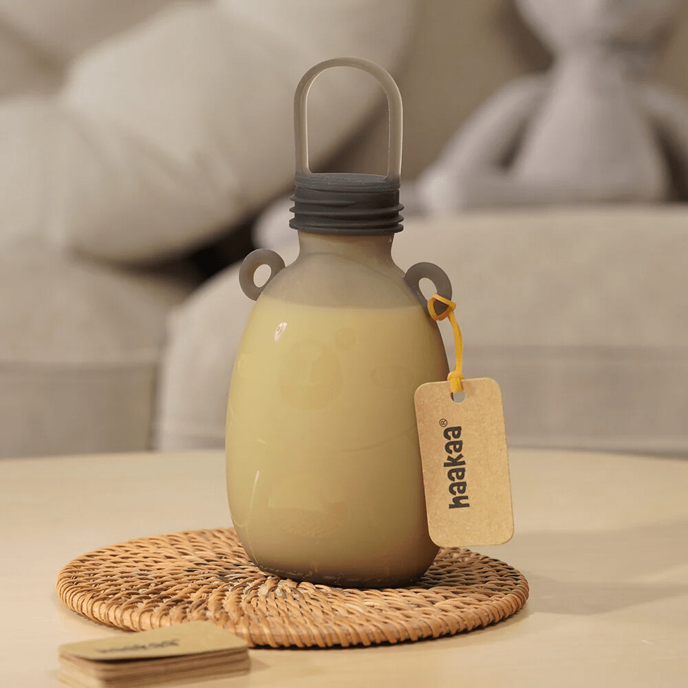 Haakaa - 5-Pak Happii Bear Silikone Opbevaringsposer Til Modermælk - Grå 