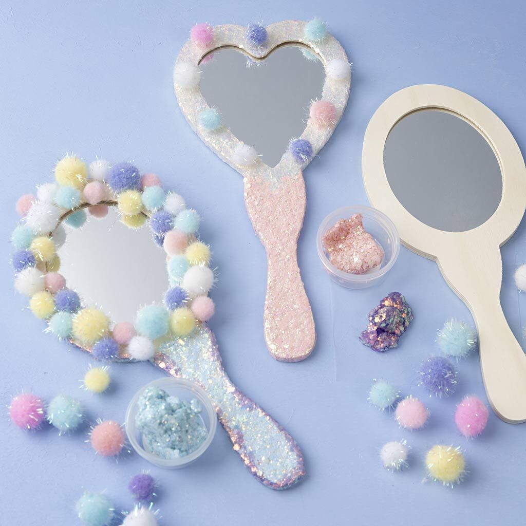 Håndspejle Til Børn - Hjerte Og Oval - Diy - 2 Stk
