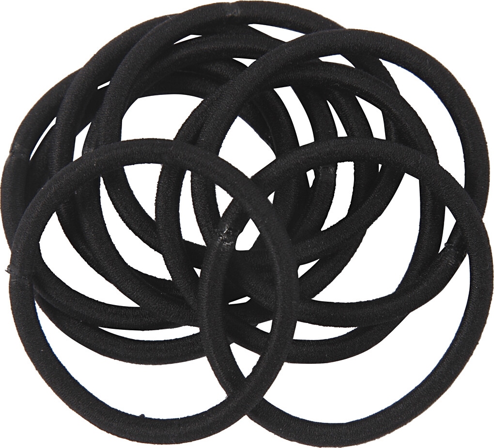 Hårelastikker - Sort - Ø 45 Mm - 10 Stk
