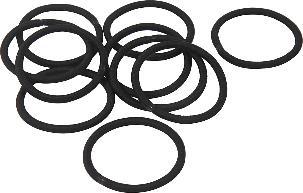 Hårelastikker - Sort - Ø 45 Mm - 10 Stk
