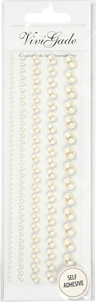 Halvperler - Selvklæbende - Hvid - Str 2-8 Mm - 140 Stk