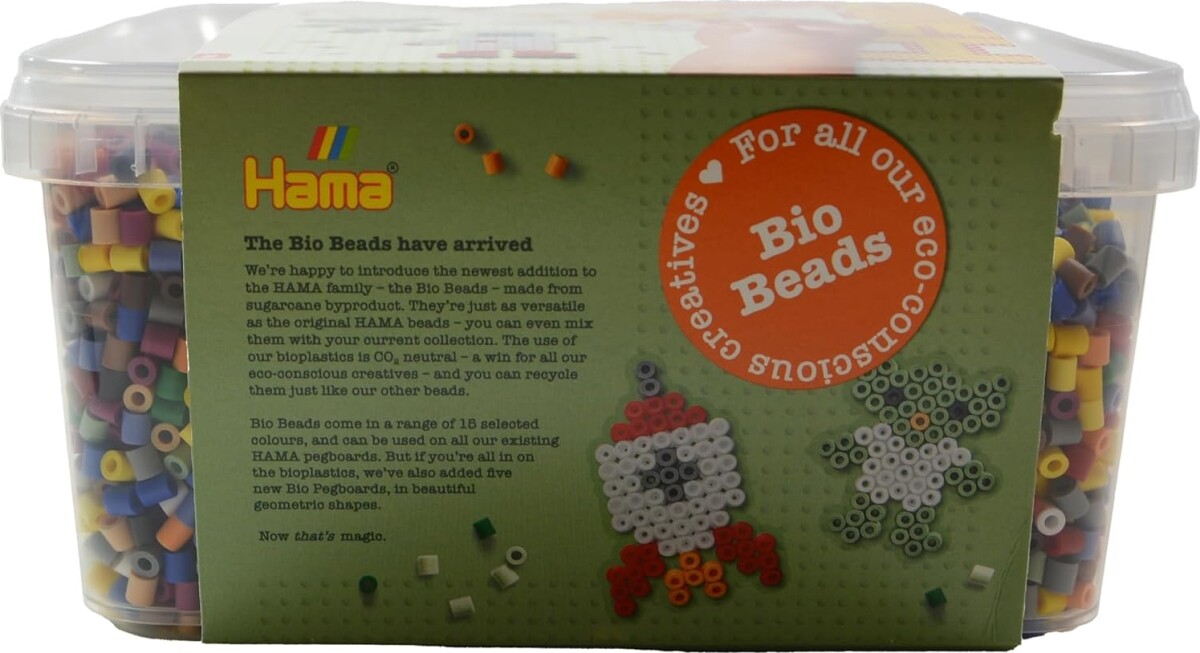 Hama Bio Midi Perlesæt - 15000 Perler Og 1 Stjerne Plade I Bøtte - 1900