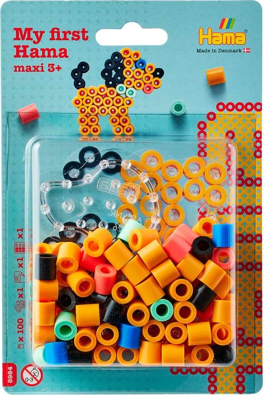 Hama 8984 - Hund - 100 Maxi Perler Og Plade - My First Hama