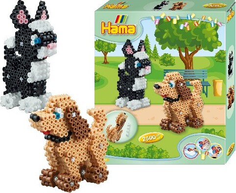 Hama Midi Perler - 3D Hund Og Kat Perlesæt - 2500 Perler - 3253