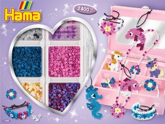 Hama Midi Perler - 2400 Perler I Opbevaringsboks - Lilla - 3709
