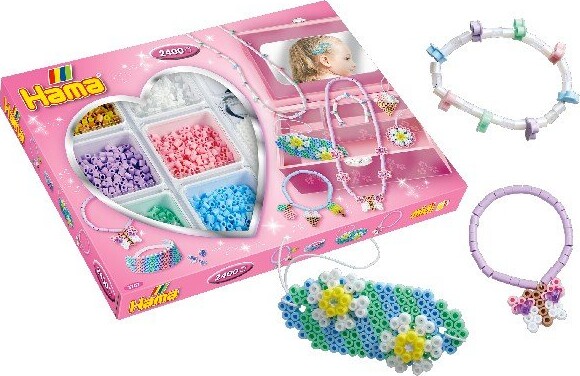 Hama Midi Perler - 2400 Perler I Opbevaringsboks - Pink - 3707